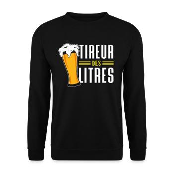 Humour | Tireur des litres - Sweat-shirt Unisexe - noir - Devant - Alina (178cm) & Michal (187cm)