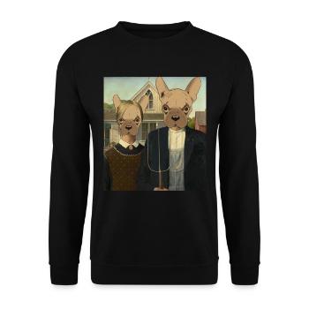 Die Franzosen Amerikaner - Unisex Pullover - Schwarz - Vorne - Alina (178cm) & Michal (187cm)