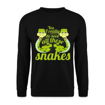 I Really Do Need All These Snakes Python serpent - Sweat-shirt Unisexe - noir - Devant - Alina (178cm) & Michal (187cm)