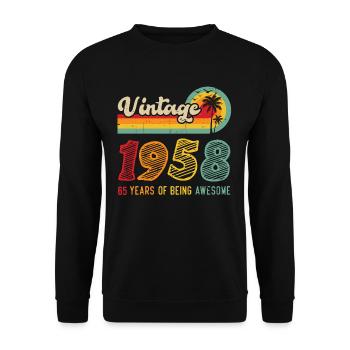 Vintage 1958, Cadeau D'anniversaire 65 Ans - Sweat-shirt Unisexe - noir - Devant - Alina (178cm) & Michal (187cm)