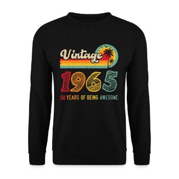 Vintage 1965, Cadeau D'anniversaire 58 Ans - Sweat-shirt Unisexe - noir - Devant - Alina (178cm) & Michal (187cm)