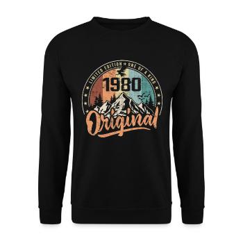 Original 1980 Rétro Cadeau Anniversaire Né En 1980 - Sweat-shirt Unisexe - noir - Devant - Alina (178cm) & Michal (187cm)