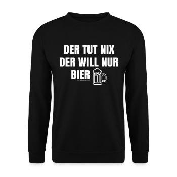 Der tut nix, der will nur Bier - Das Partyshirt - Unisex Pullover - Schwarz - Vorne - Alina (178cm) & Michal (187cm)