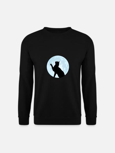 Katzen Silhouette Mond Katzenliebhaber Geschenk - Unisex Pullover - Schwarz