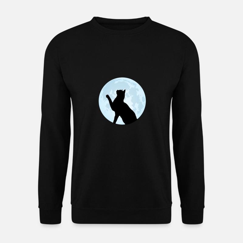 Katzen Silhouette Mond Katzenliebhaber Geschenk - Unisex Pullover - Schwarz