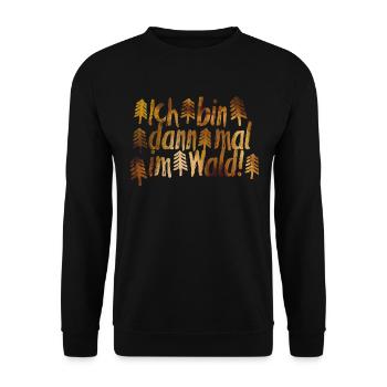 Im Wald | Geschenkidee Outdoor Bushcraft Survival - Unisex Pullover - Schwarz - Vorne - Alina (178cm) & Michal (187cm)