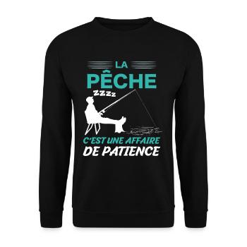Pêche Patience Et Humour Pêcheur - Sweat-shirt Unisexe - noir - Devant - Alina (178cm) & Michal (187cm)
