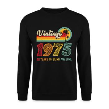 Vintage 1975, Cadeau D'anniversaire 48 Ans - Sweat-shirt Unisexe - noir - Devant - Alina (178cm) & Michal (187cm)