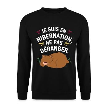 Humor Sleep Sleeper Bear Gift - Unisex Sweatshirt - black - Front - Alina (178cm) & Michal (187cm)
