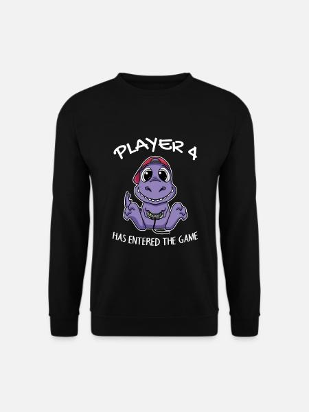 Viertes Baby Spieler 4 Kind Baby Dinosaurier - Unisex Pullover - Schwarz