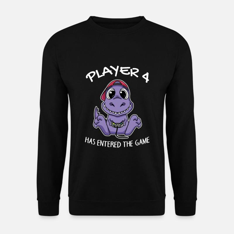 Viertes Baby Spieler 4 Kind Baby Dinosaurier - Unisex Pullover - Schwarz