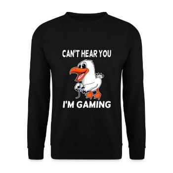 Je ne peux pas t'entendre, je suis un cadeau de mouette de jeu Seagull - Sweat-shirt Unisexe - noir - Devant - Alina (178cm) & Michal (187cm)