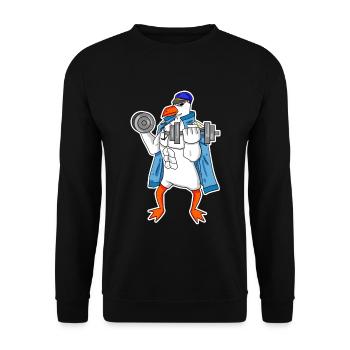 Seemöwe Möwe Seemann Kapitän Fitness Hantel - Unisex Pullover - Schwarz - Vorne - Alina (178cm) & Michal (187cm)