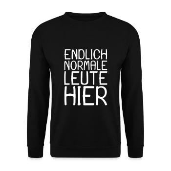 Normale Leute Lustiger Spruch lustig Geschenk - Unisex Pullover - Schwarz - Vorne - Alina (178cm) & Michal (187cm)