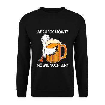 Apropos Möwe Möwie noch een Plattdeutsch Norden - Unisex Pullover - Schwarz - Vorne - Alina (178cm) & Michal (187cm)