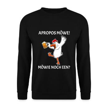 Apropos Möwe Möwie noch een Plattdeutsch Spruch - Unisex Pullover - Schwarz - Vorne - Alina (178cm) & Michal (187cm)