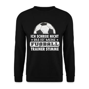 Fußball Trainer Stimme lustiger Spruch Geschenk - Unisex Pullover - Schwarz - Vorne - Alina (178cm) & Michal (187cm)