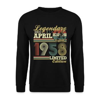 Avril 1958 Naissance Anniversaire Vintage Rétro - Sweat-shirt Unisexe - noir - Devant - Alina (178cm) & Michal (187cm)