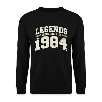 1984 Vintage Born Legends Cadeau d’anniversaire - Sweat-shirt Unisexe - noir - Devant - Alina (178cm) & Michal (187cm)