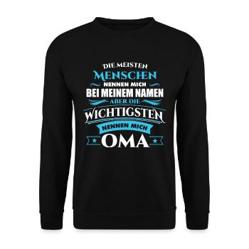 Oma Großmutter Omi Name - Unisex Pullover - Schwarz - Vorne - Alina (178cm) & Michal (187cm)