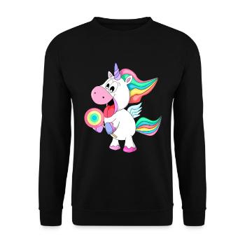 licorne mignonne avec sucette cadeau pour adorable - Sweat-shirt Unisexe - noir - Devant - Alina (178cm) & Michal (187cm)