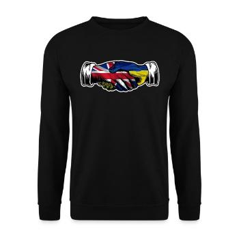 I Stand With Ukraine UK British Flag - Unisex Sweatshirt - black - Front - Alina (178cm) & Michal (187cm)