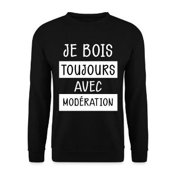 Je Bois Toujours Avec Modération - Sweat-shirt Unisexe - noir - Devant - Alina (178cm) & Michal (187cm)