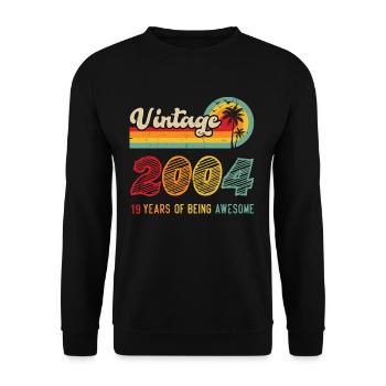 Vintage 2004, Cadeau D'anniversaire 19 Ans - Sweat-shirt Unisexe - noir - Devant - Alina (178cm) & Michal (187cm)