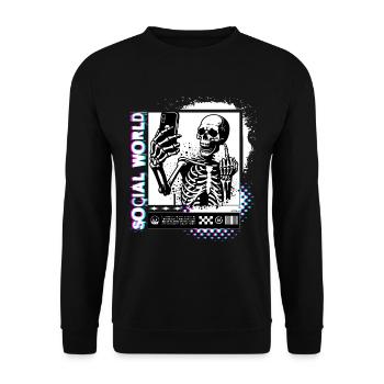 Social Media Skull // Totenkopf Protest FS0223 - Unisex Sweatshirt - black - Front - Alina (178cm) & Michal (187cm)
