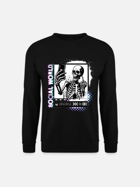 Crâne de médias sociaux // Totenkopf Protest FS0223 - Sweat-shirt Unisexe - noir