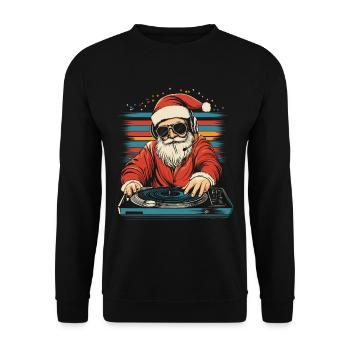 Santa Claus with sunglasses at the turntable - Unisex Sweatshirt - black - Front - Alina (178cm) & Michal (187cm)