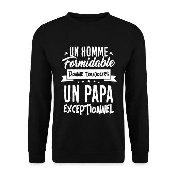 T-shirt Fête des Pères - Un Papa Exceptionnel - Sweat-shirt Unisexe - noir - Devant - Alina (178cm) & Michal (187cm)