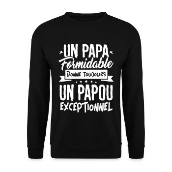 Vatertags-T-Shirt - ein außergewöhnliches Papu - Unisex Pullover - Schwarz - Vorne - Alina (178cm) & Michal (187cm)