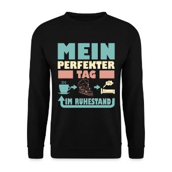 Eisenbahn Rentner Opa - Ruhestand Spruch - Unisex Pullover - Schwarz - Vorne - Alina (178cm) & Michal (187cm)
