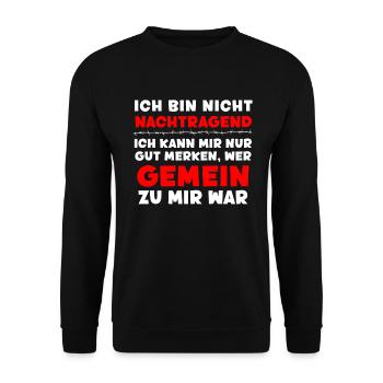 Je n’ai pas de ressentiment - drôle de dire - Sweat-shirt Unisexe - noir - Devant - Alina (178cm) & Michal (187cm)