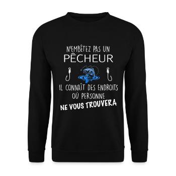Pêcheur humour cadeau homme - Sweat-shirt Unisexe - noir - Devant - Alina (178cm) & Michal (187cm)