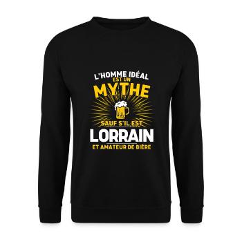 Cadeau Humour Homme Lorrain Bière - Sweat-shirt Unisexe - noir - Devant - Alina (178cm) & Michal (187cm)