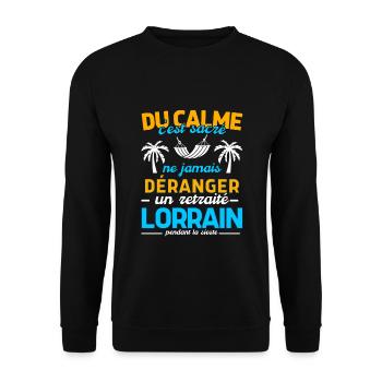 Cadeau Humour Homme Retraité Lorrain - Sweat-shirt Unisexe - noir - Devant - Alina (178cm) & Michal (187cm)