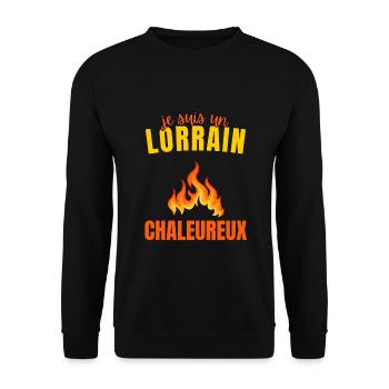 Cadeau Humour Homme Lorrain Chaleureux - Sweat-shirt Unisexe - noir - Devant - Alina (178cm) & Michal (187cm)