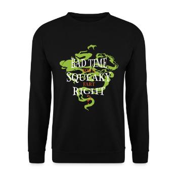 Schlechtes Timing für ein Quietschenden Furz oder - Unisex Pullover - Schwarz - Vorne - Alina (178cm) & Michal (187cm)