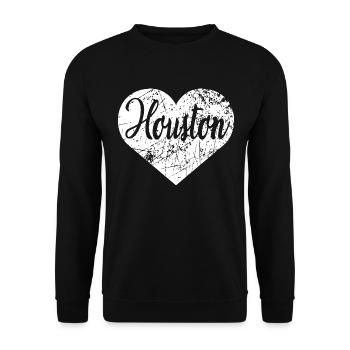 Houston Herz - Unisex Pullover - Schwarz - Vorne - Alina (178cm) & Michal (187cm)