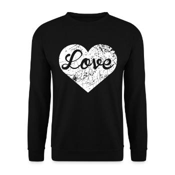 Love Heart - Unisex Pullover - Schwarz - Vorne - Alina (178cm) & Michal (187cm)