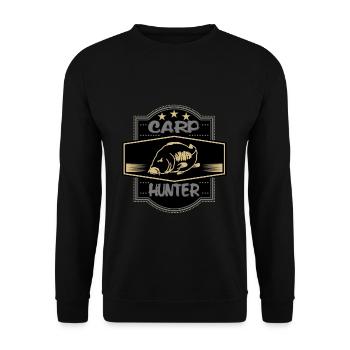 carp hunter karpfen jäger geschenk schrift bild - Unisex Pullover - Schwarz - Vorne - Alina (178cm) & Michal (187cm)