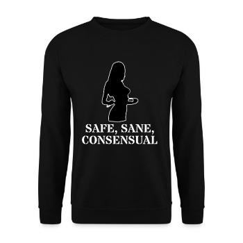 Domina BDSM Safe sane consensual Say Sodomaso - Unisex Sweatshirt - black - Front - Alina (178cm) & Michal (187cm)