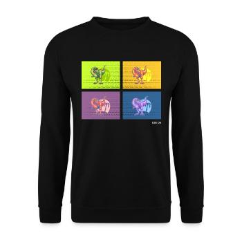 DIN O4 (Dinosaur Pop Art Edition) - Sweat-shirt Unisexe - noir - Devant - Alina (178cm) & Michal (187cm)