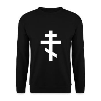 Orthodox Kreuz Serbien Russland Christ Geschenk - Unisex Pullover - Schwarz - Vorne - Alina (178cm) & Michal (187cm)