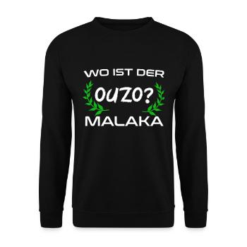 Wo Ist Ouzo Malaka Greece Griechenland Geschenk - Unisex Pullover - Schwarz - Vorne - Alina (178cm) & Michal (187cm)