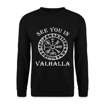 Viking Odin Ragna See you in Valhalla gift - Unisex Sweatshirt - black - Front - Alina (178cm) & Michal (187cm)