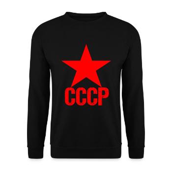 Sowjetunion Udssr Kyrillisch Russland Geschenk - Unisex Pullover - Schwarz - Vorne - Alina (178cm) & Michal (187cm)