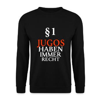 Jugo Betrugo Jugoslawien Serbien Jebiga Balkan - Unisex Pullover - Schwarz - Vorne - Alina (178cm) & Michal (187cm)